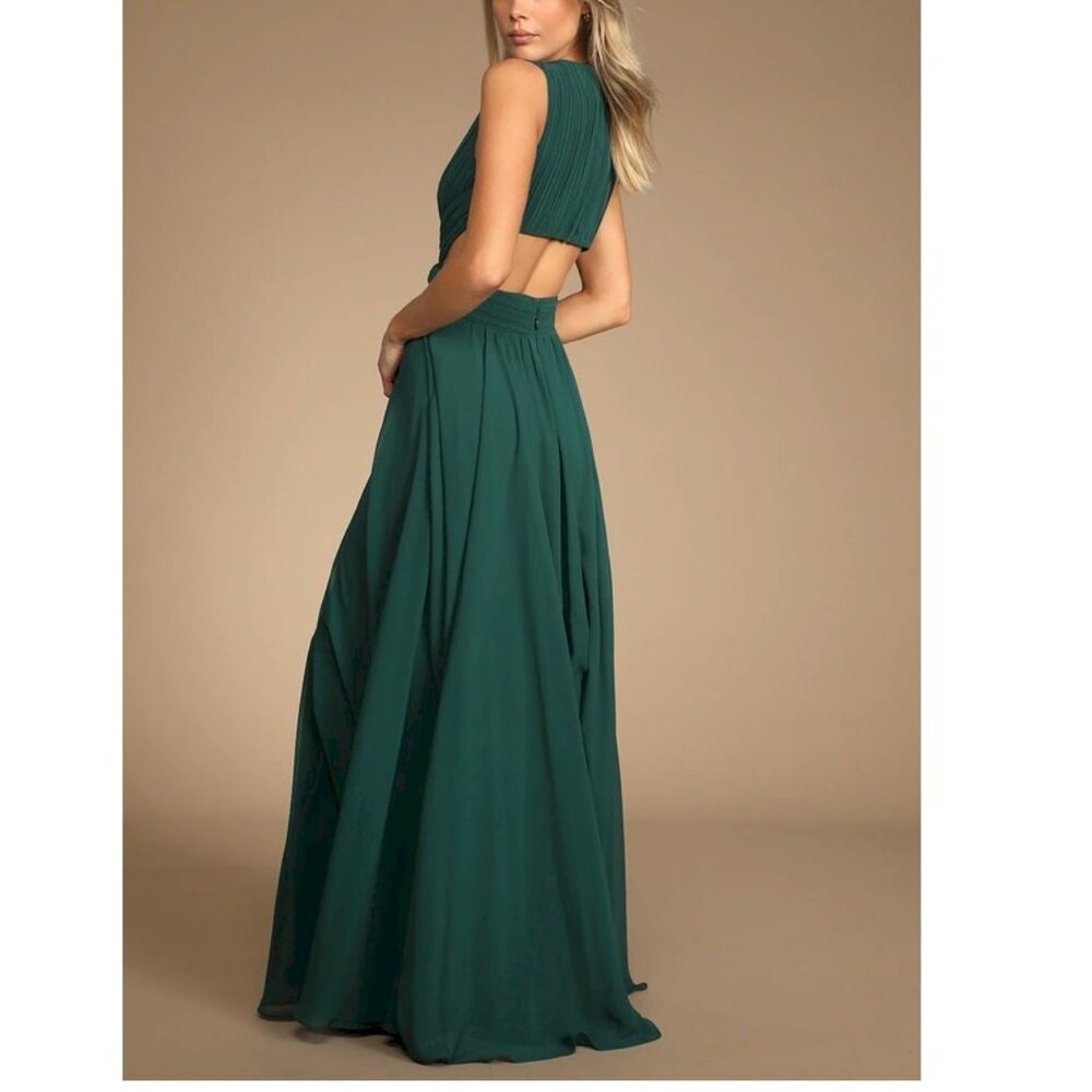 Lulu's Vivid Imagination Emerald Green Cutout Maxi Dress Large New NWT - Picture 9 of 14